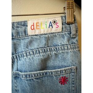 Delias Women's Size Large "1999" Wide Leg Blue Jeans Light Wash Y2k Retro RARE